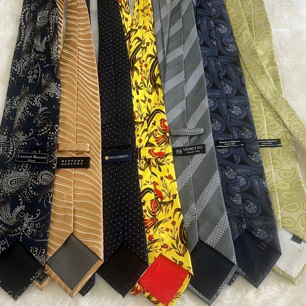 Stylish Men's Tie Set - Black, Tan, Yellow, Gray, Blue, Cream